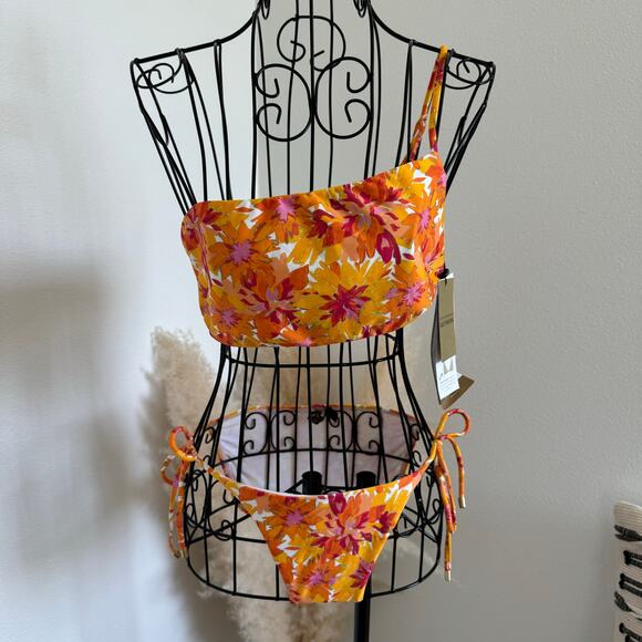 VIX Swimwear Lowana Floral One Shoulder Bikini Set NEW D Cup Small Bottom - Picture 1 of 7